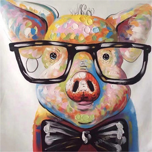 Hand-painted Pig Oil Painting Cure Animal Lovely Pet Modern Living Room Decoration Home Decor Painting Bedroom Hanging Painting