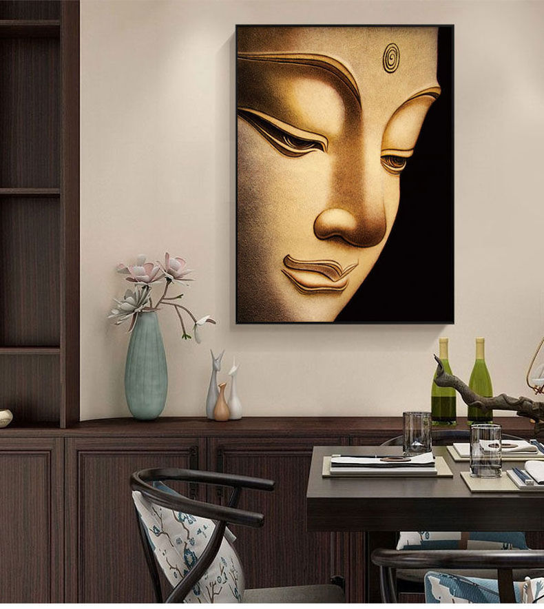 Classical Original Indian Acrylic Buddha Head Handmade Wall Art Home Decor 100% Hand Painted Oil Paintings Wall Art Painting