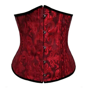 Durable White Floral Printed Bridal Bustier Waist Trimmer Sexy Jacquard Lace Up Steel Bone Women's Shapers Plus Size Corset