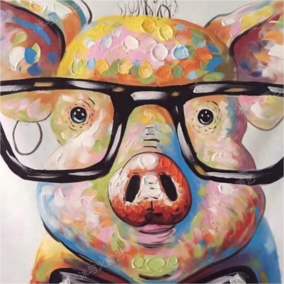 Hand-painted Pig Oil Painting Cure Animal Lovely Pet Modern Living Room Decoration Home Decor Painting Bedroom Hanging Painting