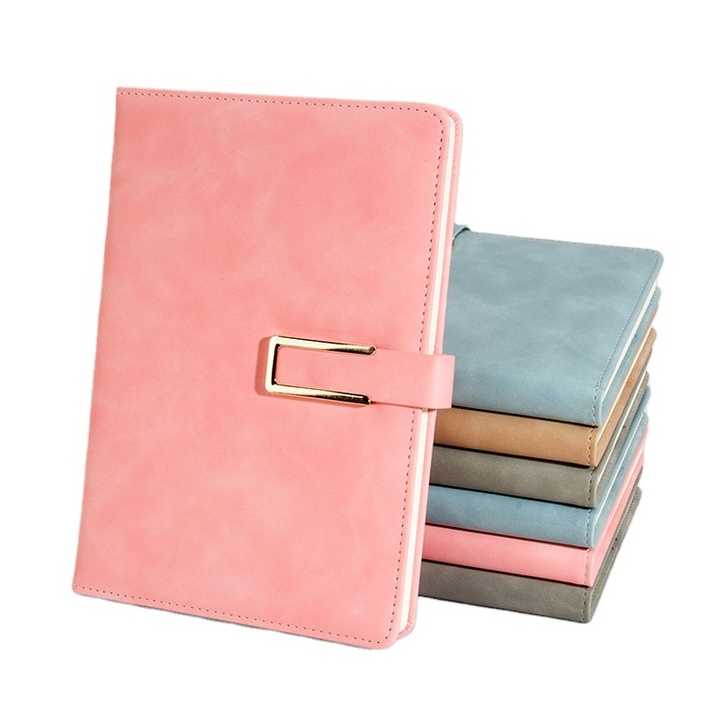 Business A5 PU Leather Notebook Solid Color Conference Book Thickened Magnetic Buckle Notepad Gift Box