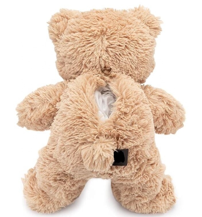 Teddy Bear with Pouch, Easily Insert a Recordable Sound Module (Sold Separately), Plush Toy Stuffed Animal (Teddy Bear w/Pouch)