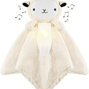 18 inches White Minky Sound & Light Baby Security Blanket Lovey Plush Lullaby Music Player White Noise Soother & Soft Night