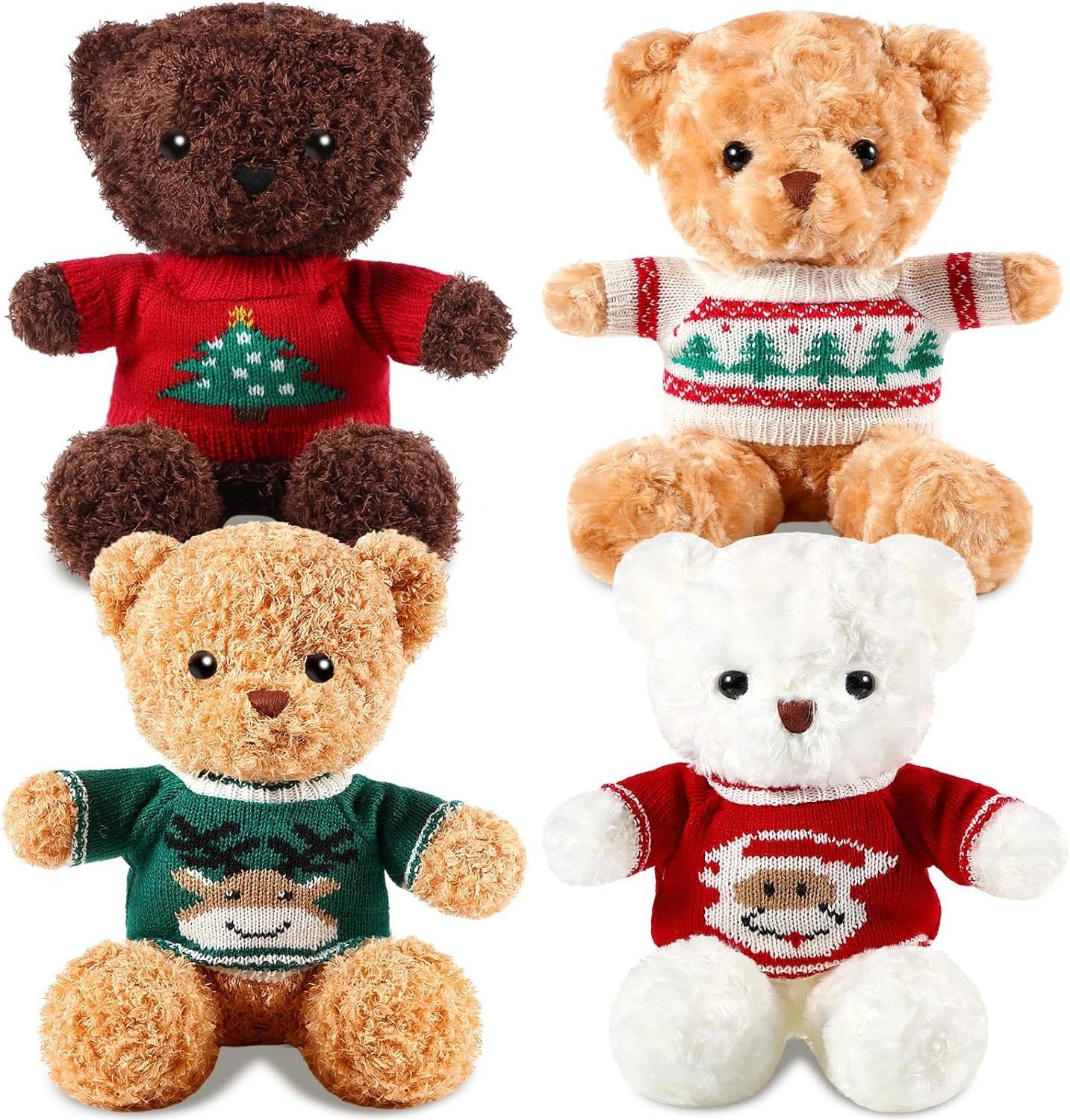 Custom 4 Pcs Bear Stuffed Animals with 4 Doll Cloth t shirt 12 Inch Cute Plush Bear with Removable Clothes Sweater Hoodie Doll