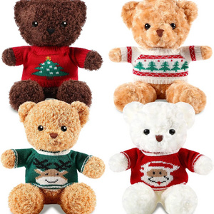 Custom 4 Pcs Bear Stuffed Animals with 4 Doll Cloth t shirt 12 Inch Cute Plush Bear with Removable Clothes Sweater Hoodie Doll