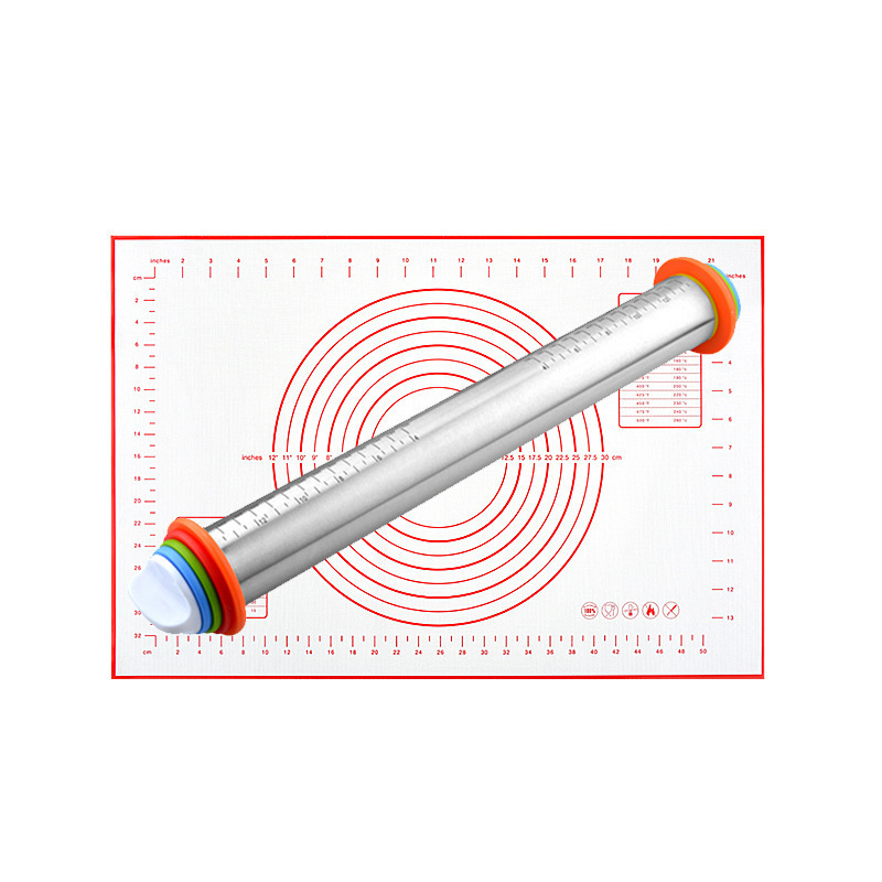 Adjustable Stainless Steel Rolling Pin Non-Stick Rolling Pin with Adjustable Thickness Rings for Pastry Dough pie