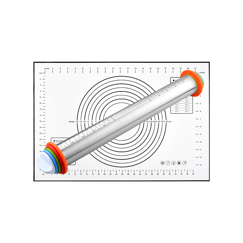 Adjustable Stainless Steel Rolling Pin Non-Stick Rolling Pin with Adjustable Thickness Rings for Pastry Dough pie