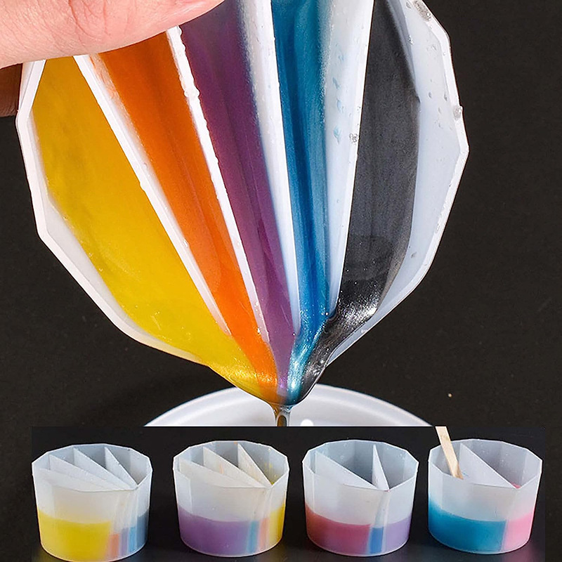 Pour Split Cup Silicone Epoxy Mix For Paint Pouring Cups DIY Resin Tool Epoxy Resin Acrylic Paint Resin Mold Jewelry Making Tool