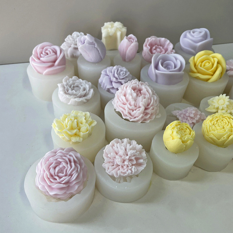 Factory Wholesale price Scented Candle Flower Molds For Candle Making Silicone 3d Silicone Molds For Candles plaster concrete