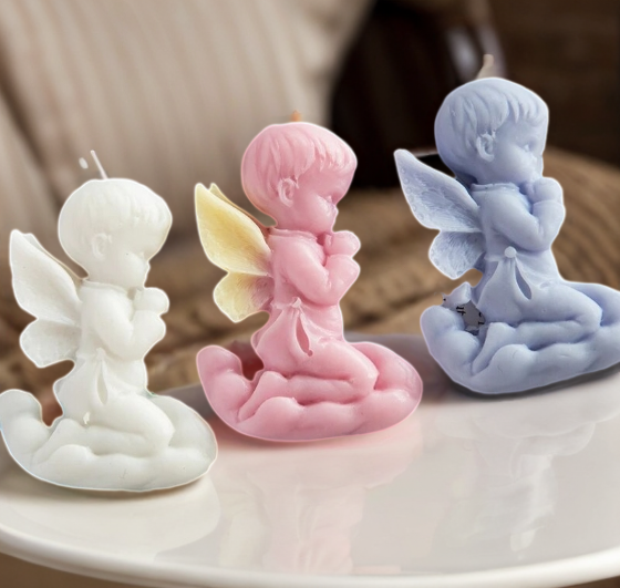 Small Baby Angel with Wings Statue Silicone Mold for Fondant Cake Cupcake Soap Plaster of Paris Polymer Clay Cement Concrete