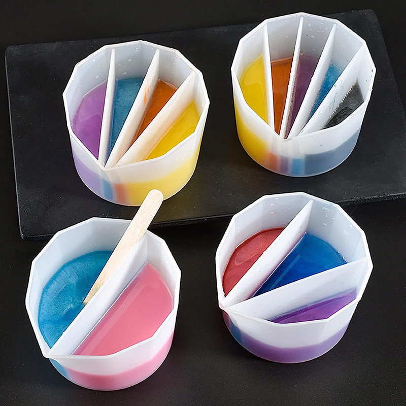 Pour Split Cup Silicone Epoxy Mix For Paint Pouring Cups DIY Resin Tool Epoxy Resin Acrylic Paint Resin Mold Jewelry Making Tool