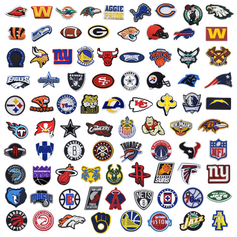 Wholesale NEW Arrival DIY College Logo Sports Team  PVC Charms UCS Students Shoe Buckles For Clog Charms Customize