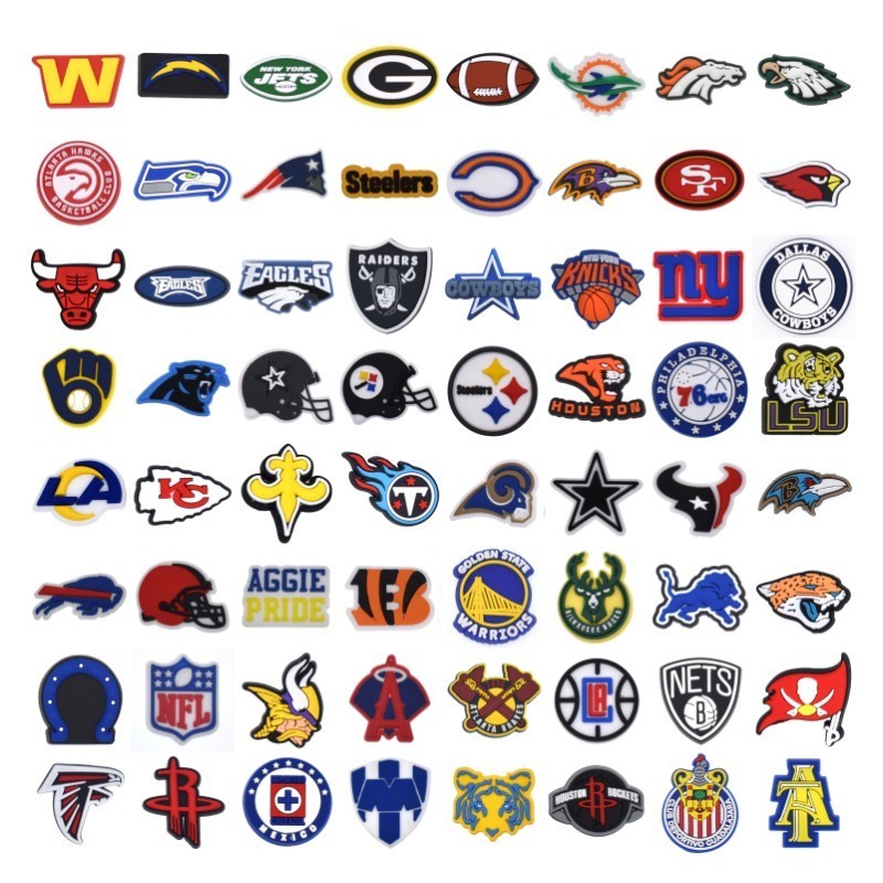 Wholesale NEW Arrival DIY College Logo Sports Team  PVC Charms UCS Students Shoe Buckles For Clog Charms Customize