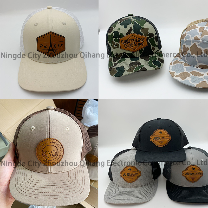 Custom Embroidery Leather Patch Fitted Baseball Caps Camo Trucker Hat Richardson 168 7 Panel Richardson 112 Trucker Hat