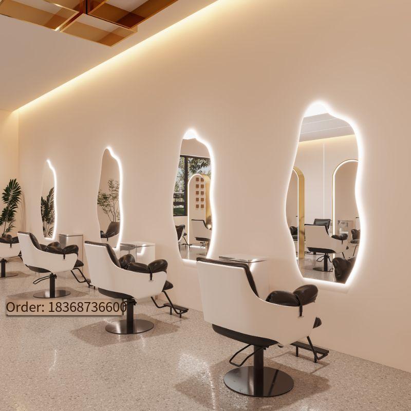 Large full length backlit double sided salon mirrors diamond big pink salon chair and mirror set beauty for LED barber mirror