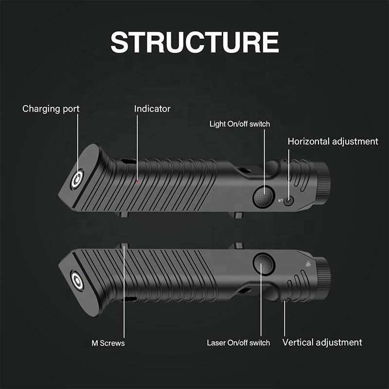 Bright Tactical Light 1450 Lumens Tactical Flashlight with Green Beam Magnetic Rechargeable Beam Light Combo