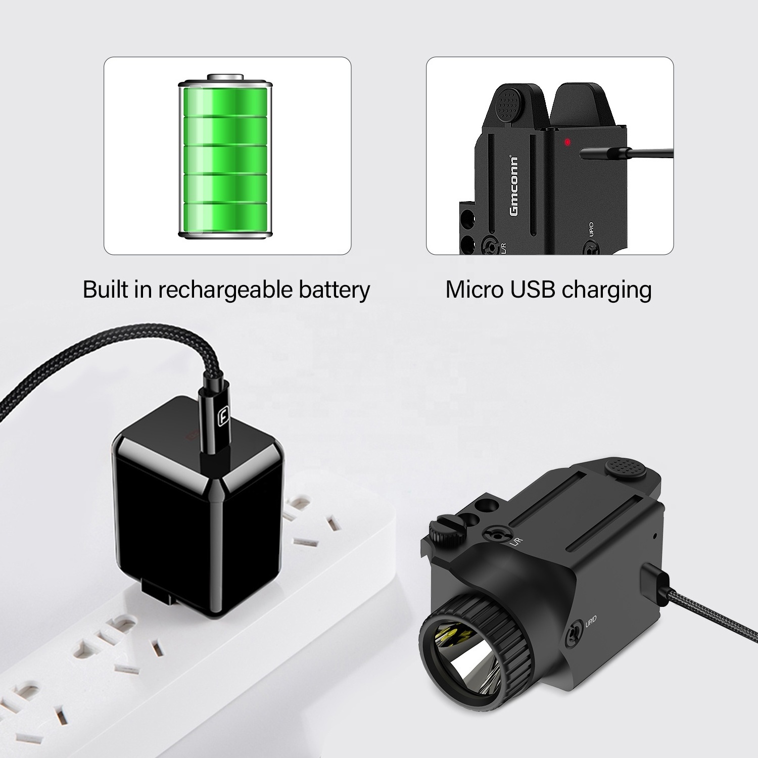 Green Laser Beam Inside Combo with  500lm Light LED Rechargeable Li-polymer Battery