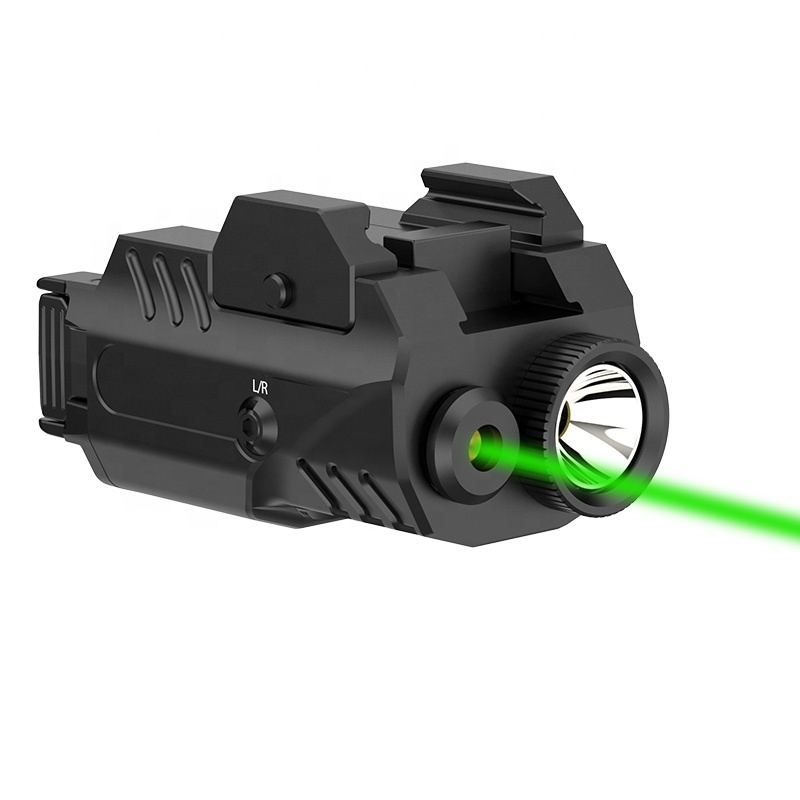 Bright and Adjustable Green Beam Tactical Flashlight with Green Laser and White LED Combo 450lm Strobe Tactical Light