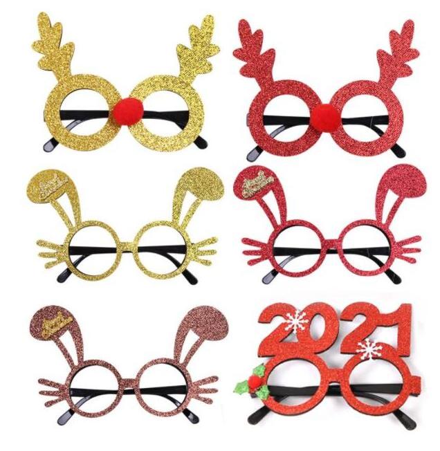 Christmas decorations adult kids toys Santa snowman antler glasses Christmas decorated glasses