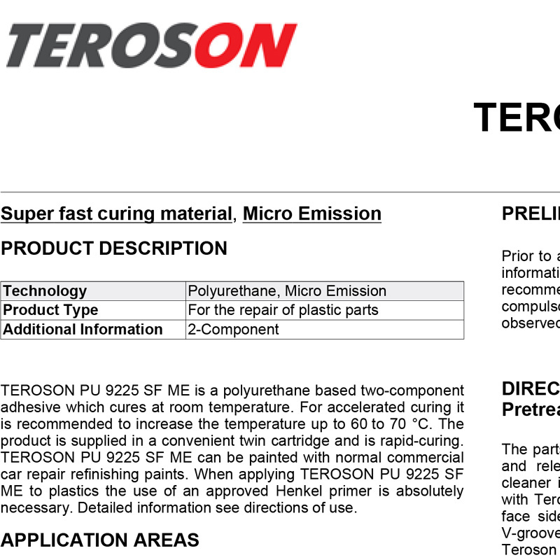 original Henkel  Teroson PU9225 50ml  two part  bond super glue repair   for plastic parts