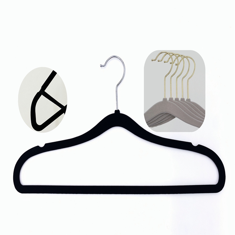 Wholesale ABS non slip velvet  hangers bow shape flocked hangers for jacket coat suit clothing