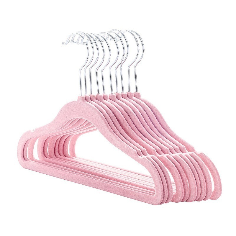 Custom Branded Modern Non Slip Kids Flock Hangers 360 Degree Swivel Hook Space Saving Velvet Hangers For Cloths