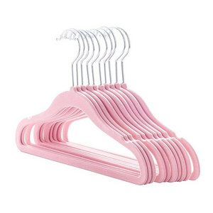 Custom Branded Modern Non Slip Kids Flock Hangers 360 Degree Swivel Hook Space Saving Velvet Hangers For Cloths