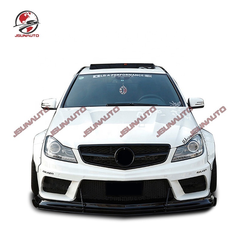 Racing Refit W204 C63 LB Style Wide Body Kit Fender Flares For 2007-2014 C63 Coupe Front Rear Bumper Carbon Spoiler