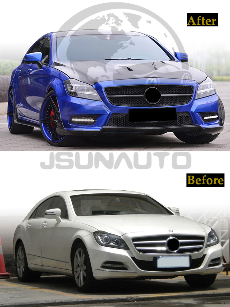 Car Bumper RT Style Carbon Fiber Front Bumper Splitter For Benz CLS63 CLS500 W218 Conversion Front Lip Diffuser