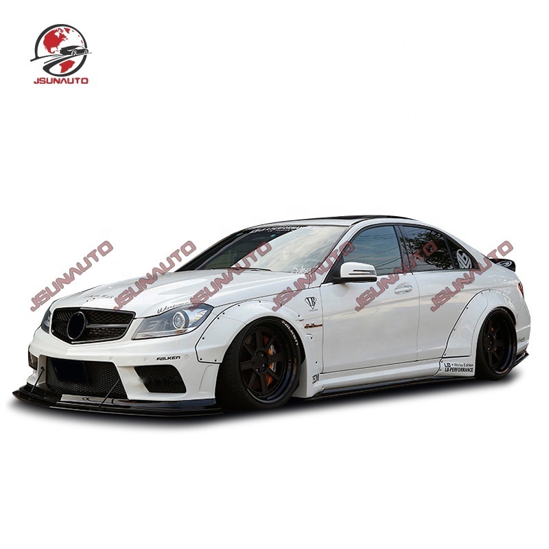 Racing Refit W204 C63 LB Style Wide Body Kit Fender Flares For 2007-2014 C63 Coupe Front Rear Bumper Carbon Spoiler