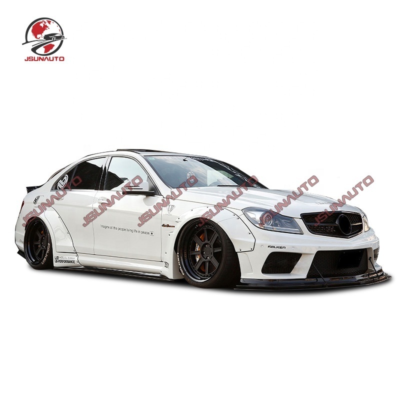 Racing Refit W204 C63 LB Style Wide Body Kit Fender Flares For 2007-2014 C63 Coupe Front Rear Bumper Carbon Spoiler