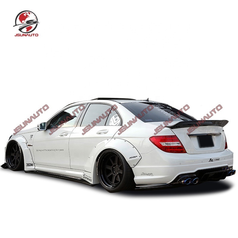 Racing Refit W204 C63 LB Style Wide Body Kit Fender Flares For 2007-2014 C63 Coupe Front Rear Bumper Carbon Spoiler