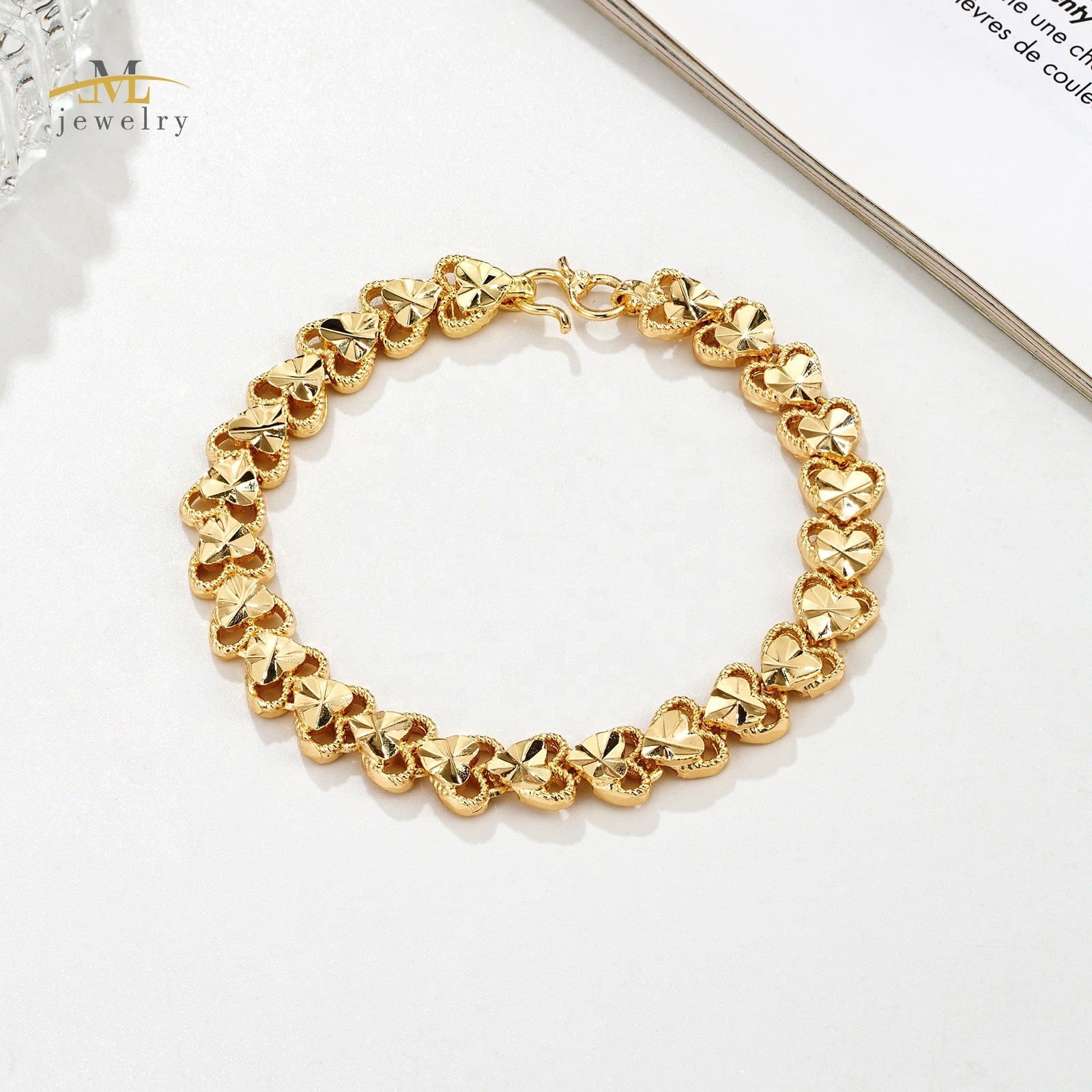 JML 2024 new fashion men's and women's jewelry 14K gold-plated brass gift gold party simple bracelet