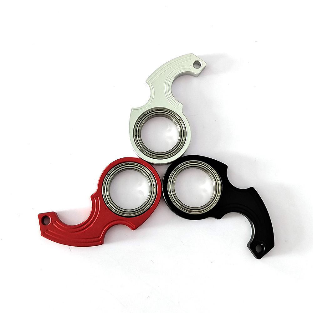 Aluminum Alloy Custom Logo Fidget Spinner Keychain Metal Karambit Spinner Key Chain Rotate Keyring