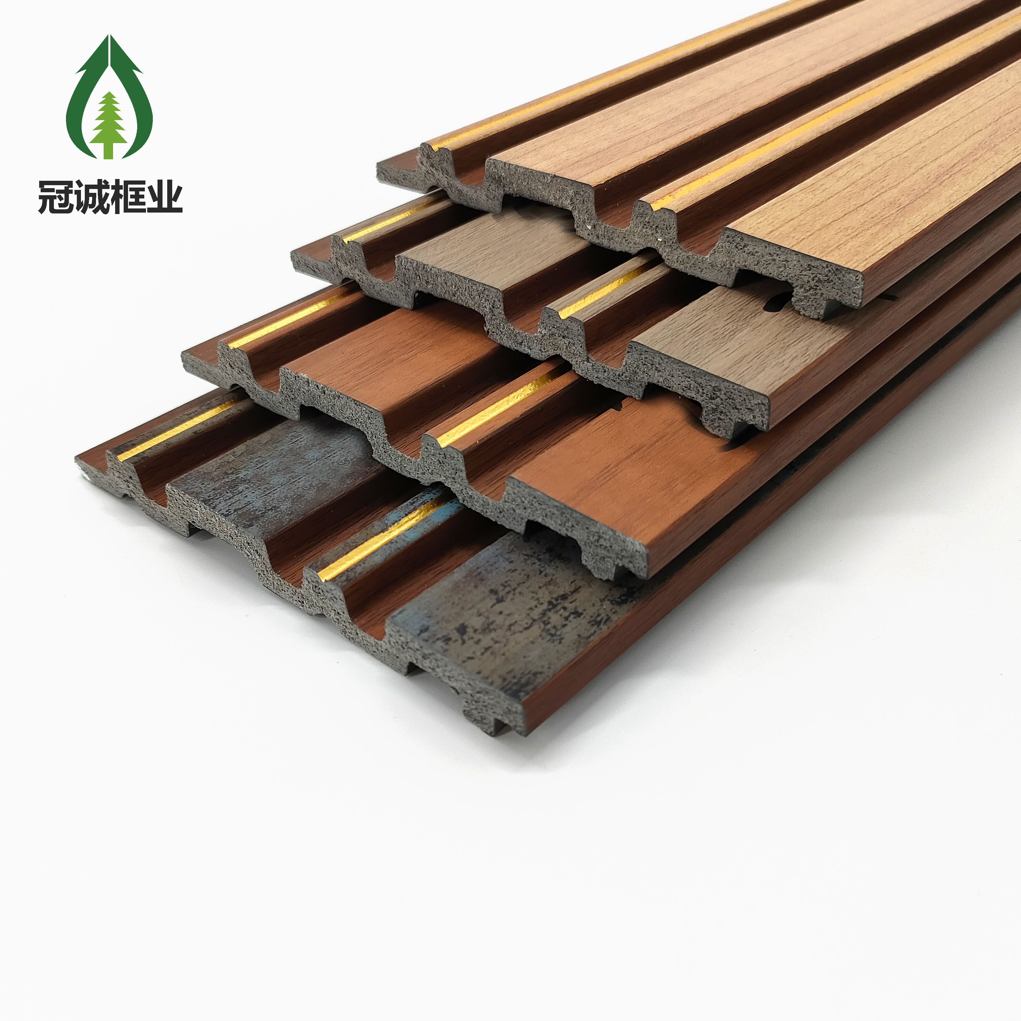 Customized Wood Grille Background Wall Skirt Board Wood Veneer Green Wall Panel Ps Wall Cladding for Home European 1000 Meters