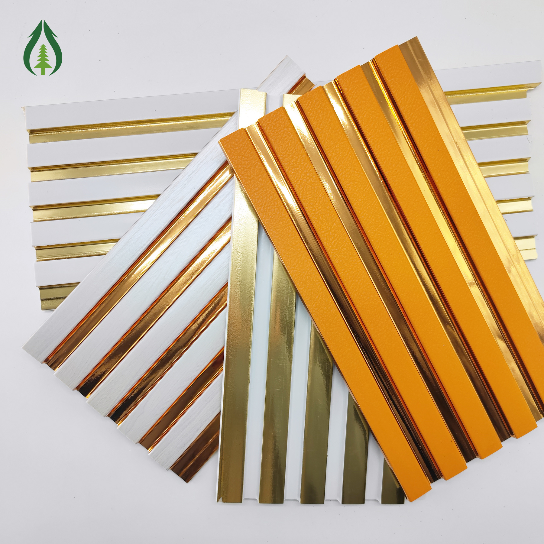 Decorative Material Manufacturer Fluted 3D Water-Proof PS Wall Panel Interior Gold White Ceiling Panel