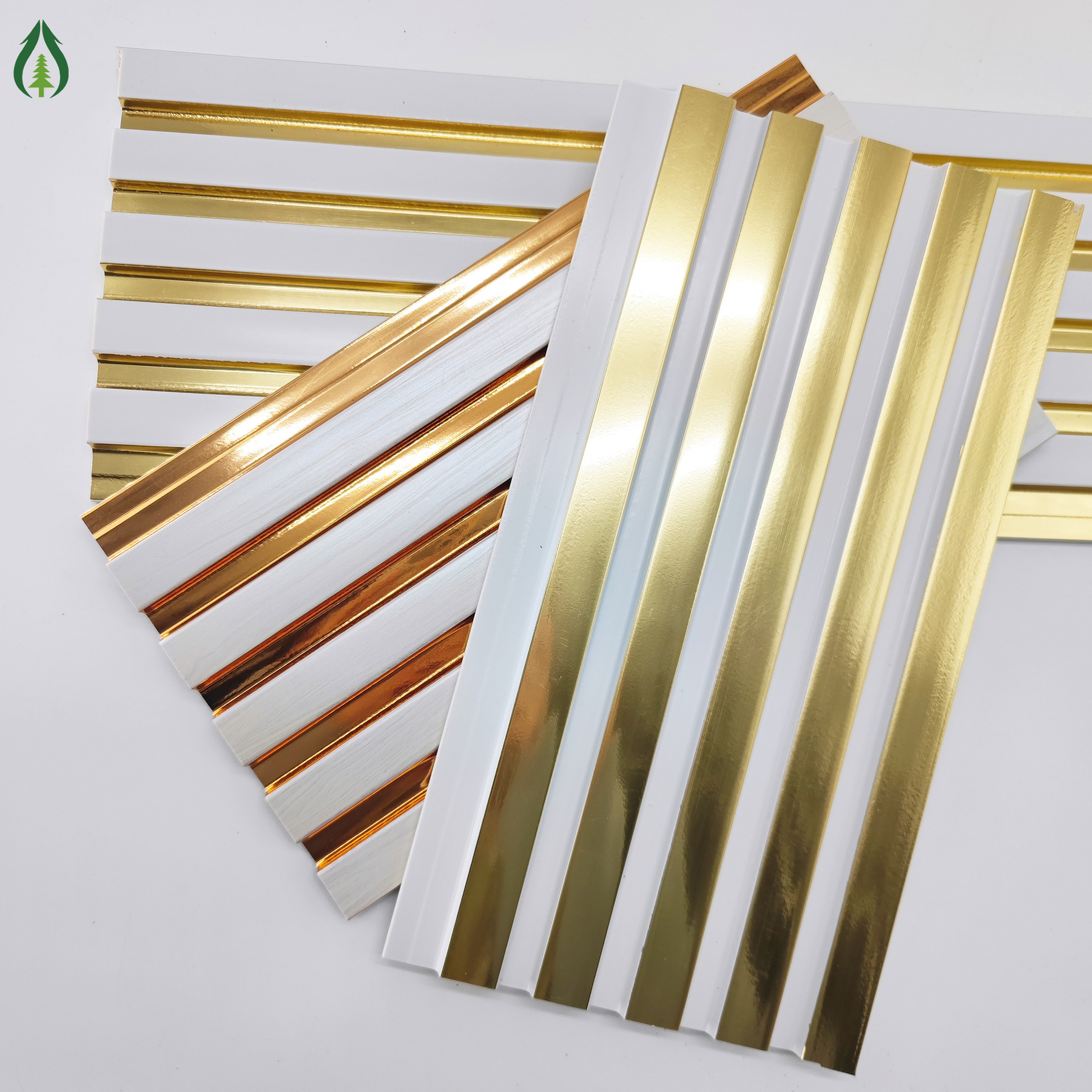 Decorative Material Manufacturer Fluted 3D Water-Proof PS Wall Panel Interior Gold White Ceiling Panel