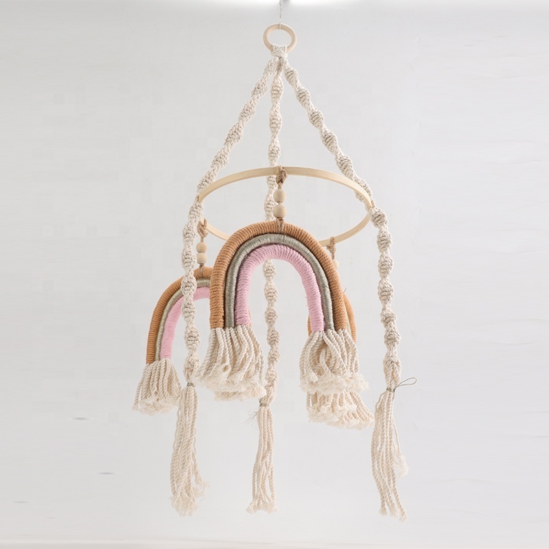 Nordic luxury design handmade rainbow Macrame wall hanging decoration pendant knitting charm living room bedroom decoration