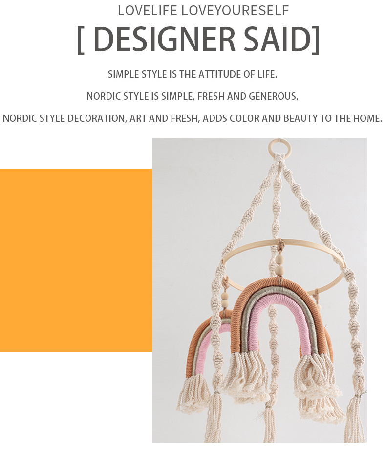 Nordic luxury design handmade rainbow Macrame wall hanging decoration pendant knitting charm living room bedroom decoration