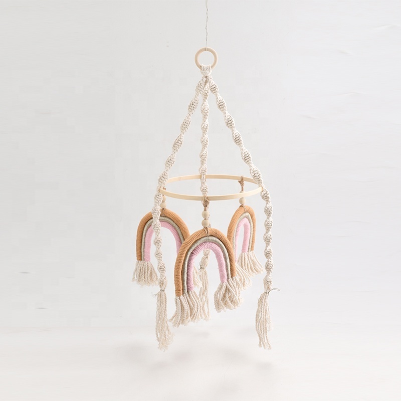 Nordic luxury design handmade rainbow Macrame wall hanging decoration pendant knitting charm living room bedroom decoration