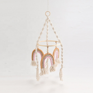 Nordic luxury design handmade rainbow Macrame wall hanging decoration pendant knitting charm living room bedroom decoration