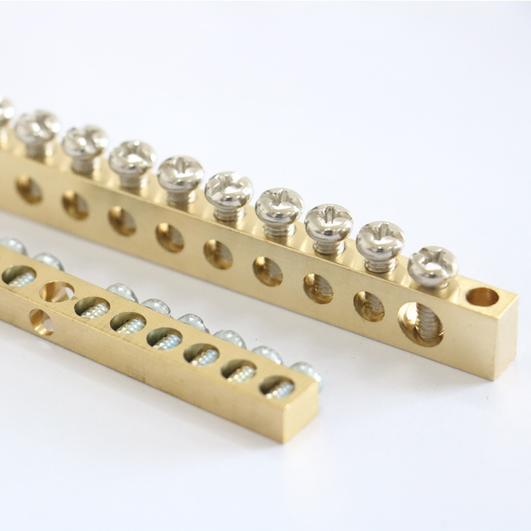 High Quality  Electrical Brass Block Bar Brass Neutral Link PCB Terminal for Power Distribution System Link Bus bar