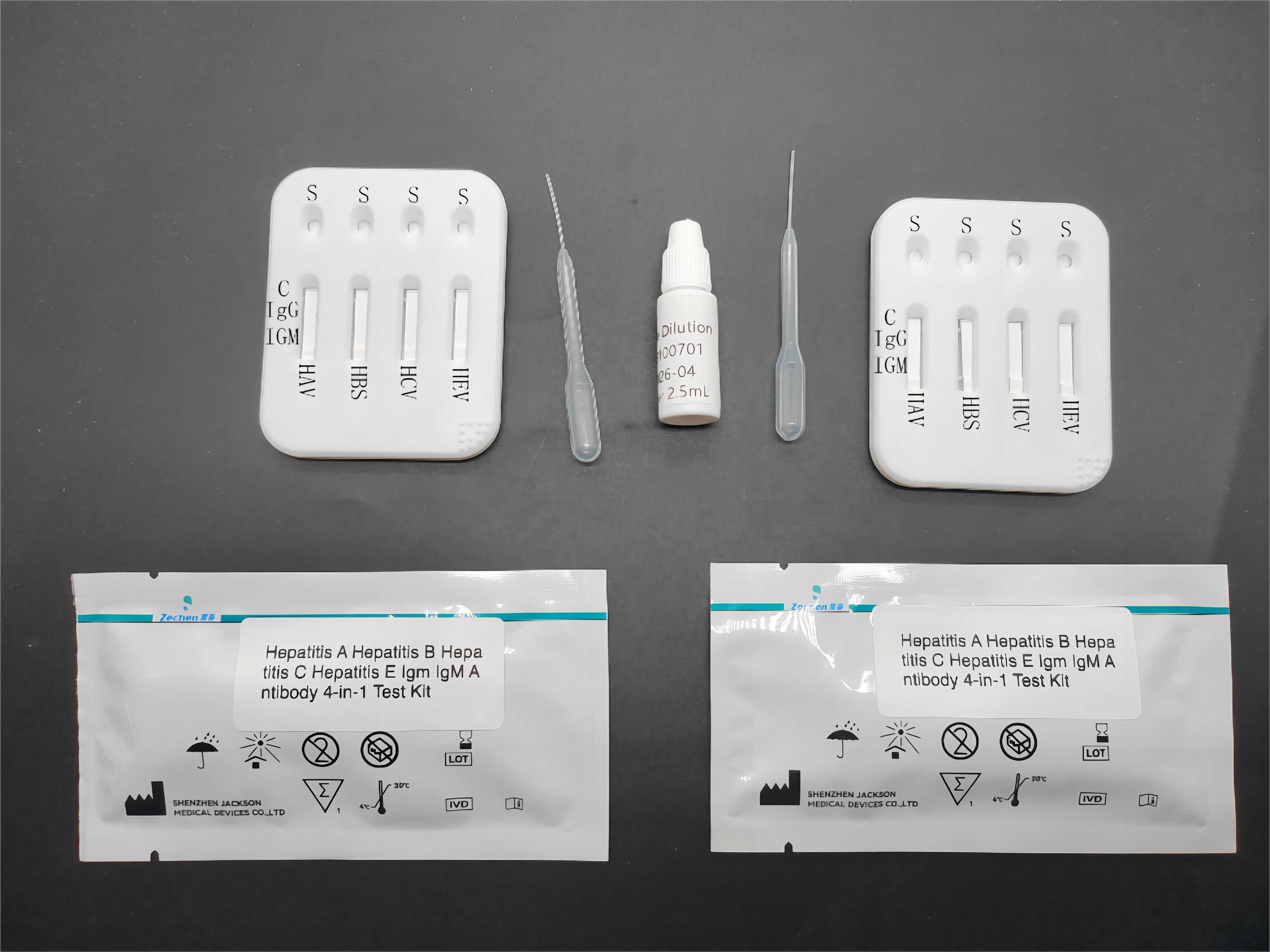 HBS HCV HEV 4 in 1 Detection Hepatitis Virus Antibody Blood Rapid Reagent Test Kit CE Pharmaceutical Plastic Test Equipment