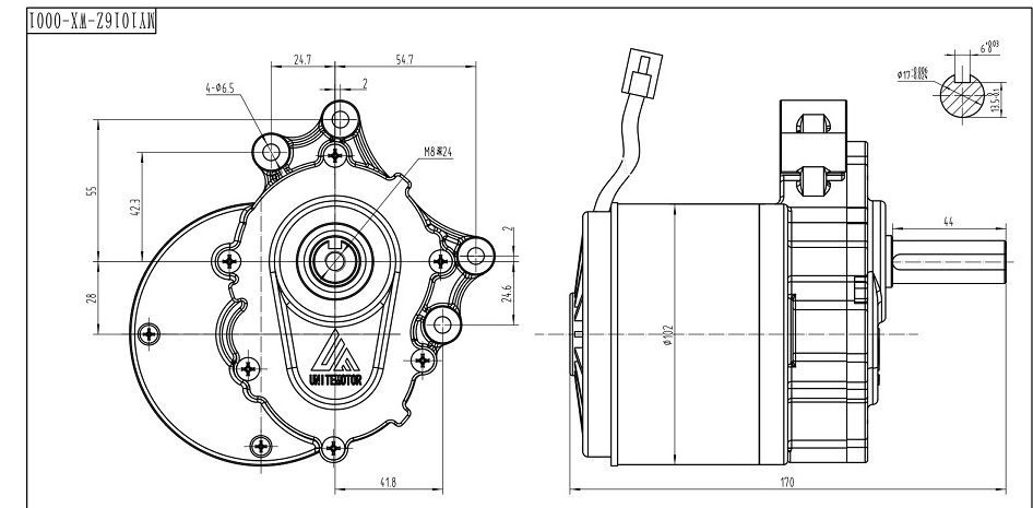 1200W DC 48V/ 60V/72V Brushless DC Motor Differential Gear Motor for Tricycle Electric Bicycle BLDC  BM1412HQF