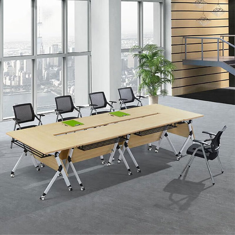 XIAOYI Luxury Foldable Office Conference Training Room Table Desk  Mobile Folding Meeting Discussion Table  For Hotel Hospital