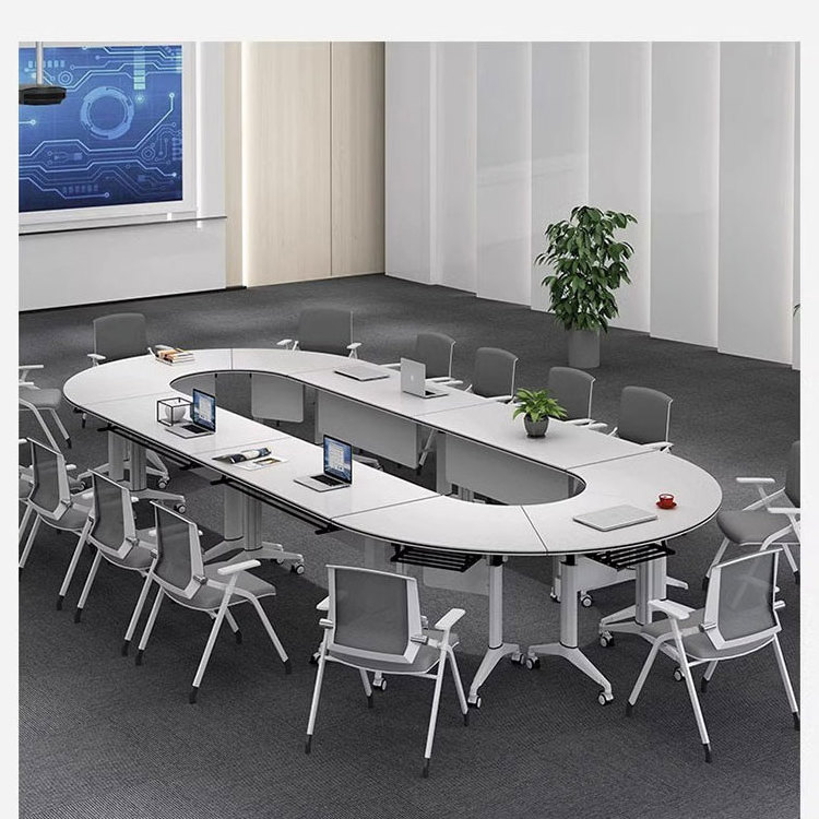 Luxury  Folding Office Meeting Training Table Desk Modern Foldable Conference Table with Aluminum Alloy Leg For Adult