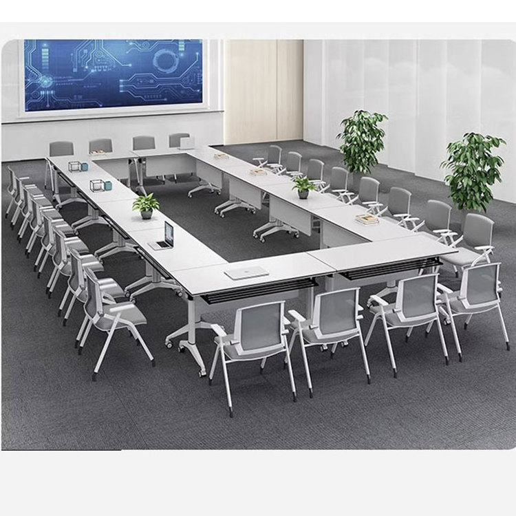 Luxury  Folding Office Meeting Training Table Desk Modern Foldable Conference Table with Aluminum Alloy Leg For Adult