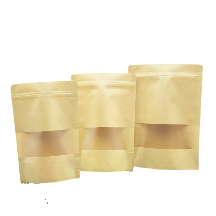 Self-Sealing Kraft Paper Bag Thickened Frosted Window Design Scented Tea Sugar Cool Preserved Fruit Local Food Recyclable