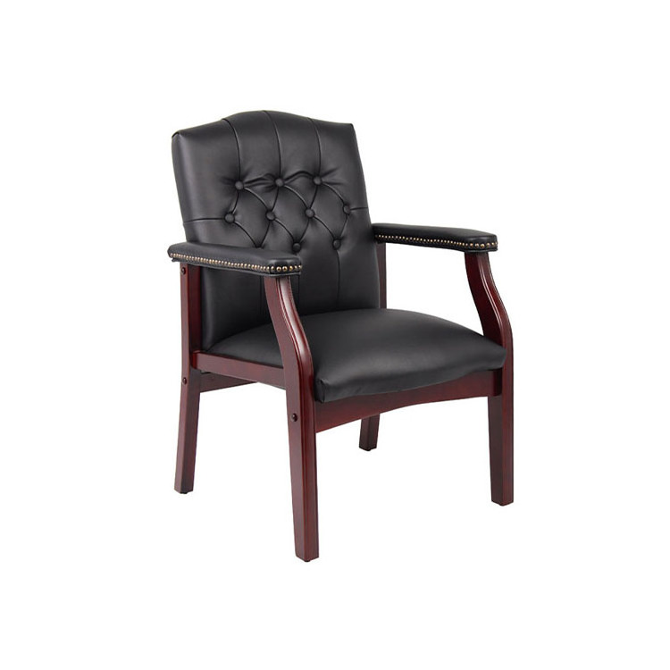 Luxury Wood Pu Leather Chair Dining Room Waiting Room Conference Meeting Chairs With Arm