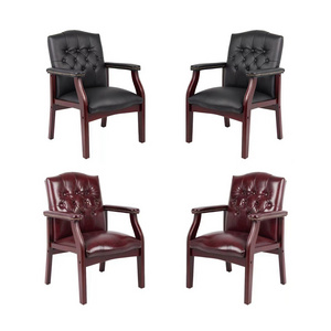 Manufacturer Direct Wholesale Armchair Wooden Leg Black Faux Leather Client Chair Living Room Furniture Arm Leather Accent Chair